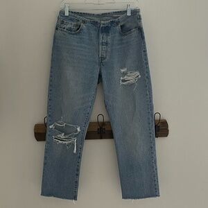 Levis 501 Size 29 Women's Distressed Button Fly Jeans Mini Waist